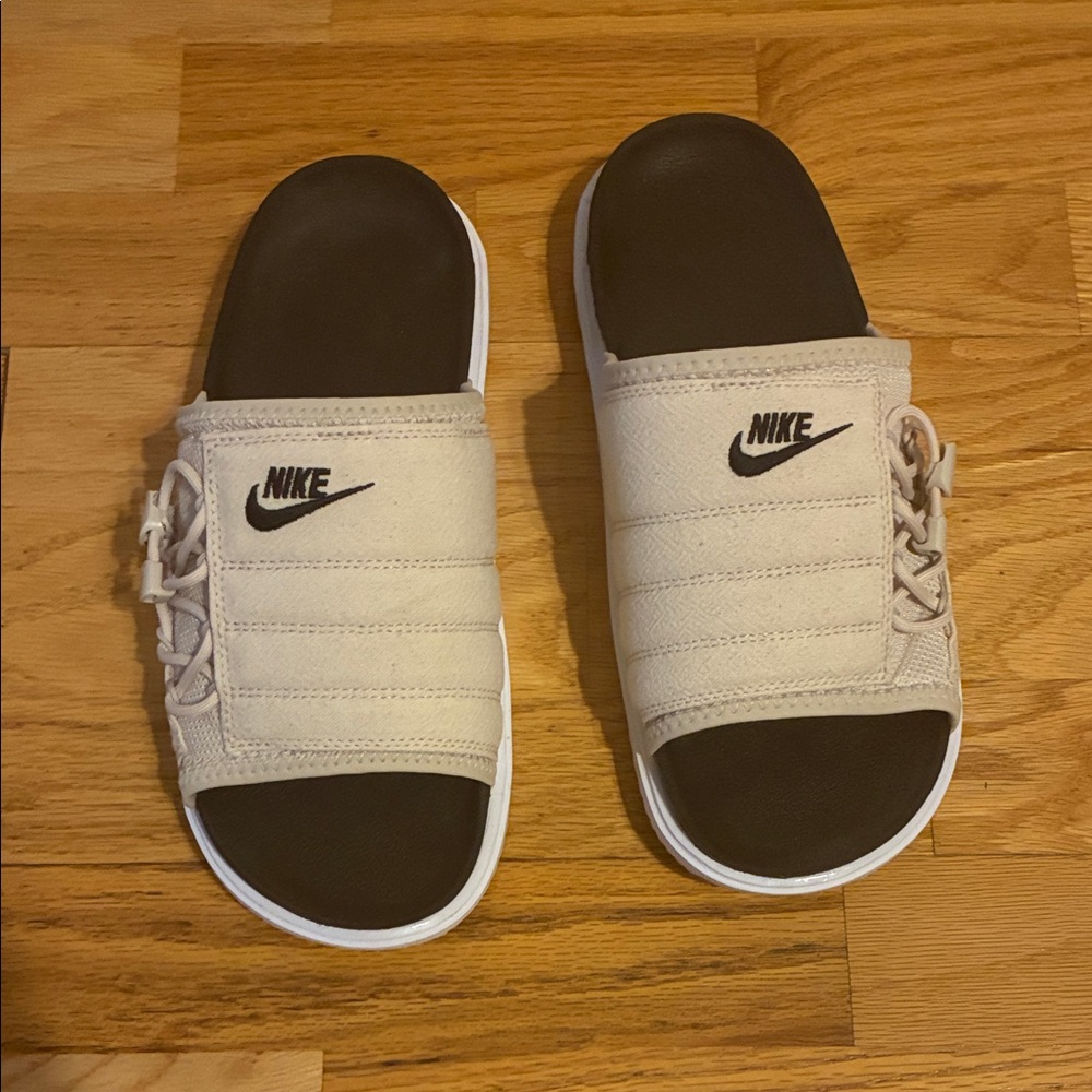 Nike Asuna Slide Sandals Desert Sand with Black Swoosh - Men’s Size 8